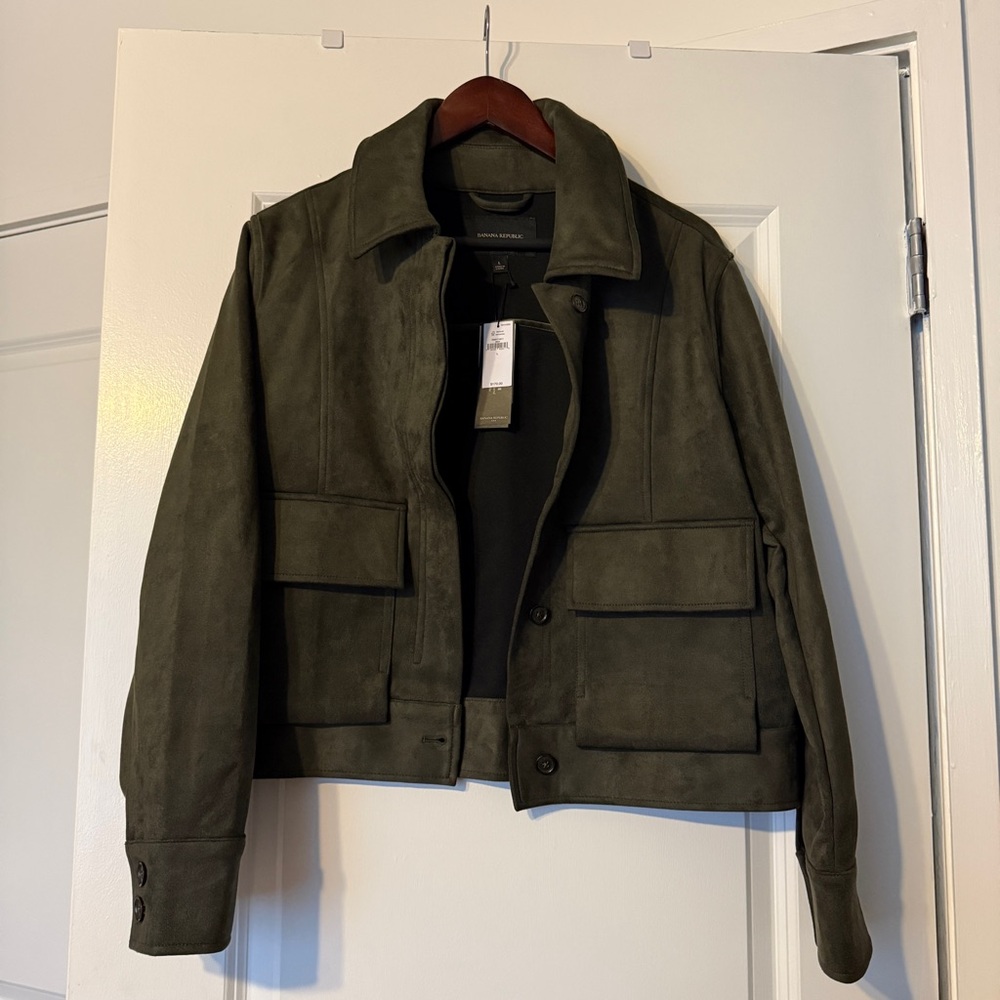 Olive Green Vegan Suede Women's Jacket